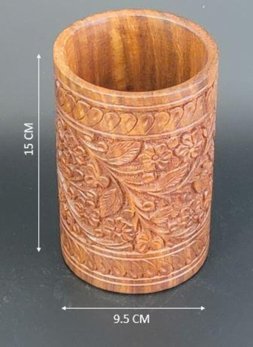 Carved Wooden - Pencil / Utensils Holder