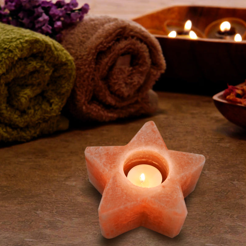 Himalayan Salt - Tea Light Star Shape (2.5 inches, 3.5 lbs.) Best Gift Item