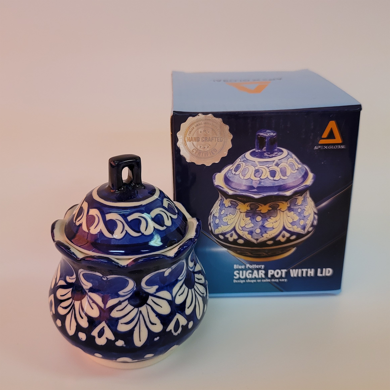 Blue Pottery - Sugar Pot with Lid