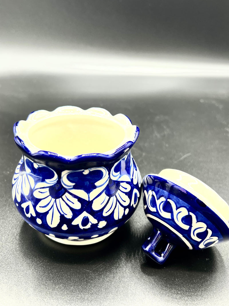 Blue Pottery - Sugar Pot with Lid